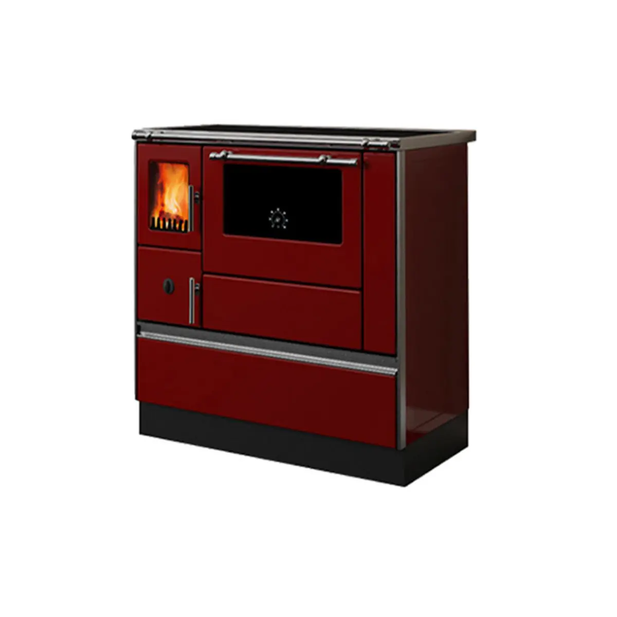 Šporet na čvrsto gorivo Alfa Plam 90H Dominant, crveni, desni ECO